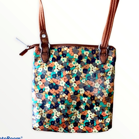 Vtg Fossil Key-Per Coated Canvas Crossbody Bag - Picture 3 of 10